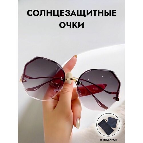 фото Солнцезащитные очки , круглые, оправа: металл, с защитой от уф, градиентные, для женщин, золотой zabologen