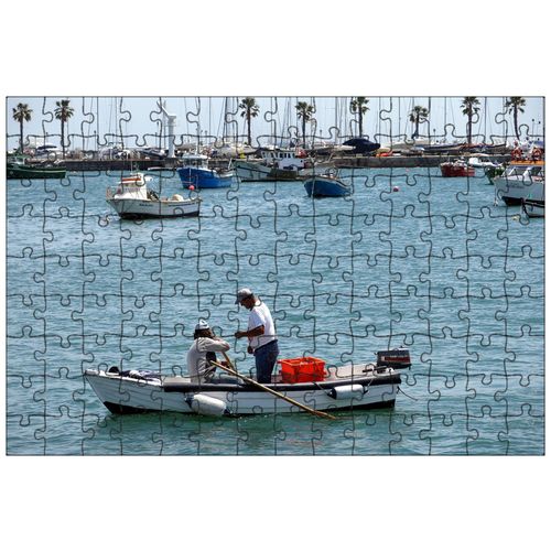 фото Магнитный пазл 27x18см."лодка, рыбак, португалия" на холодильник lotsprints