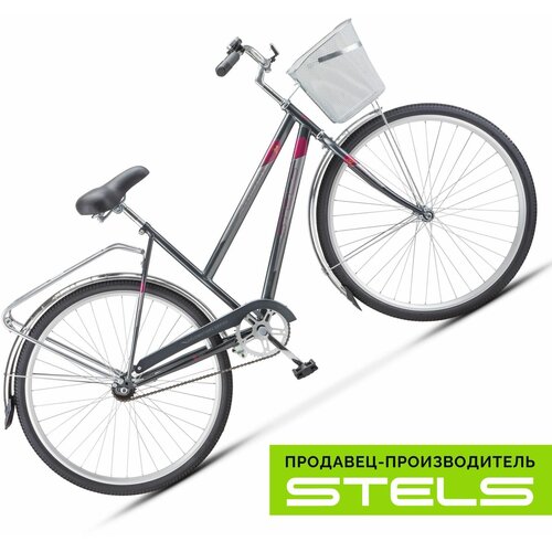 фото Городской велосипед stels navigator 300 lady 28 z010 (2018) с корзиной серебристый 20" (требует финальной сборки)