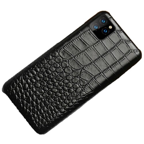 фото Чехол-накладка-бампер mypads premium для iphone 11 (айфон 11) 6.1 из натуральной кожи с тиснением крокодила экзотическая неповторимая фактура ручная работа черный