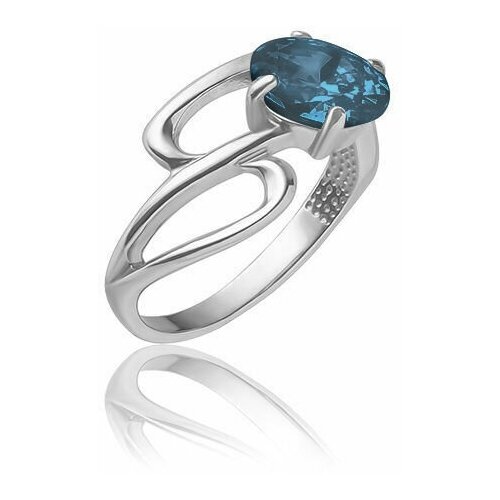 фото Кольцо с фианитом серебряное 40245075-голубой top crystal