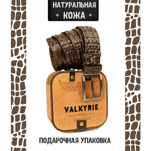 фото Ремень valkyrie studio, натуральная кожа, металл, подарочная упаковка, размер 120, длина 120 см., коричневый