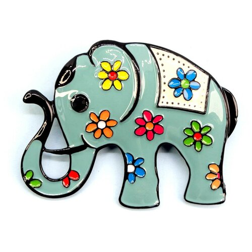 фото Брошь бижутерная слон (замок-булавка, разноцветный) 53836 otokodesign