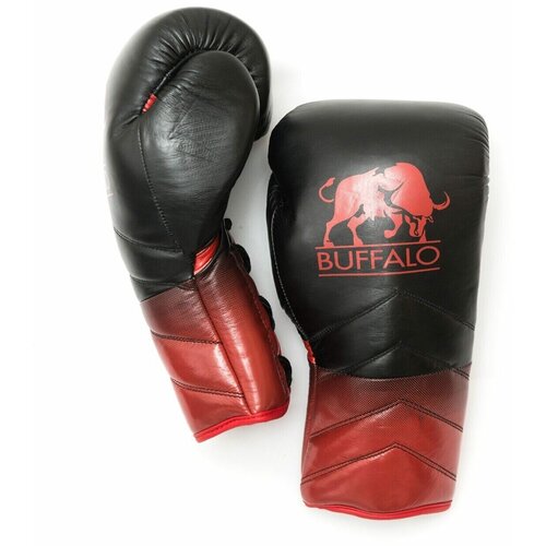 фото Перчатки боксерские buffalo кожаные на шнуровке 12 oz black/red