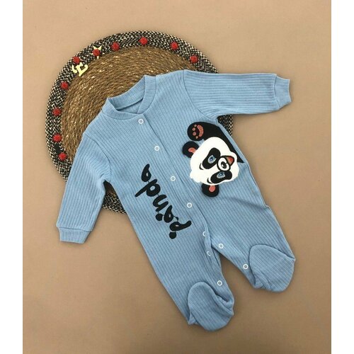 фото Комбинезон пижама с пандой, размер 68, голубой sonmez baby