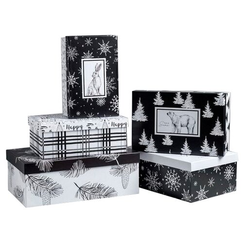 фото Набор подарочных коробок дарите счастье черно-белый, 5 шт., черный/белый