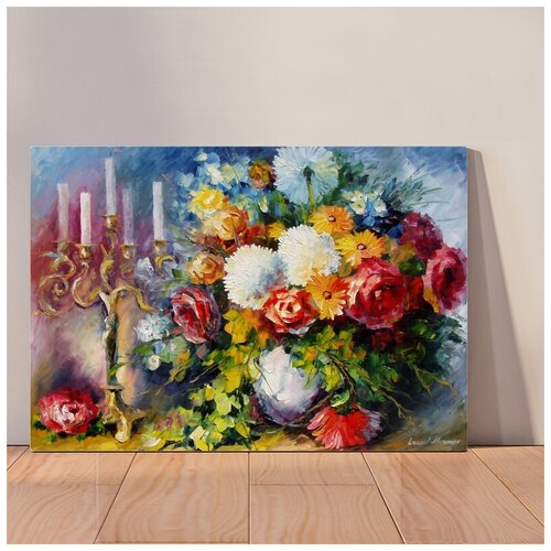 фото Картина "картины маслом цветы", 40x30 см, картина на холсте на деревянном подрамнике с настенным креплением вау холст