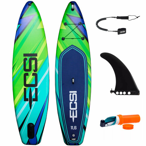 фото Сапборд ecsi master 11.6 ft х34х6-green-blue-navy/354х86х15 см /широкий сапборд /двухслойная сап доска для серфинга usm company