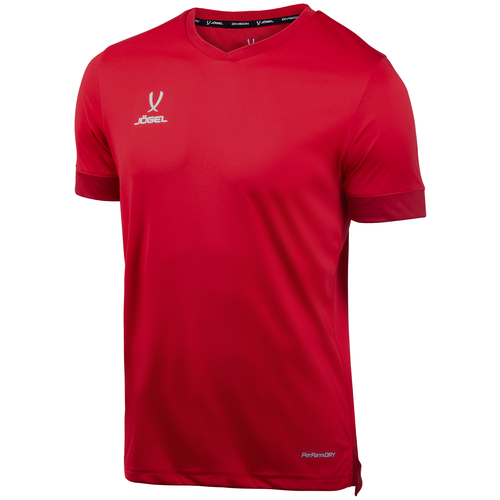 фото Футболка игровая jögel division performdry union jersey, красный/ темно-красный/белый, детская (xs) jogel