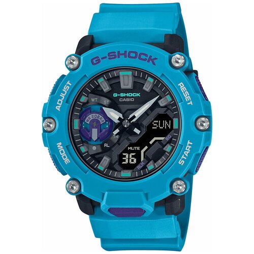 фото Наручные часы casio g-shock ga-2200-2aer японские спортивные для бега с хронографом с подсветкой ударопрочные водонепроницаемые минеральное стекло с таймером автоматический календарь с будильником оригинальные