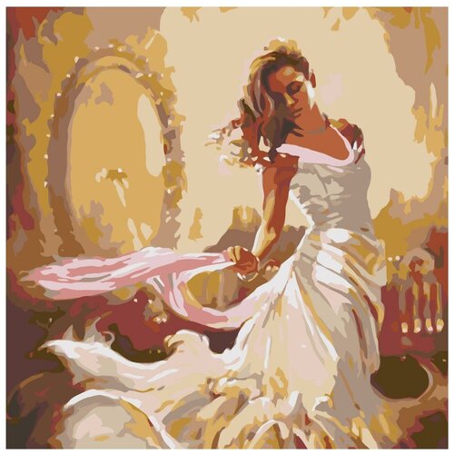 фото В белом платье раскраска картина по номерам на холсте живопись по номерам