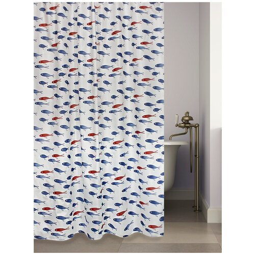 фото Штора для ванной bath plus 180х180 fishes