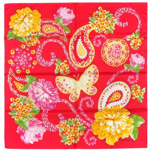 фото Красный шелковый головной платок с цветами laura biagiotti 828898