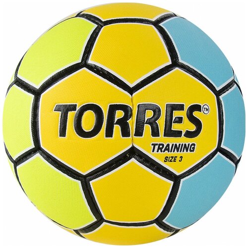 фото Мяч ганд. "torres training" арт.h32153, р.3, пу, 4 подкл. слоя, желто-голубой