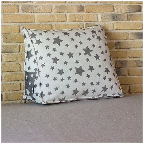 фото Треугольная клиновидная подушка для спины, для кровати, дивана звезды серая 50х40 см palletpuzzle