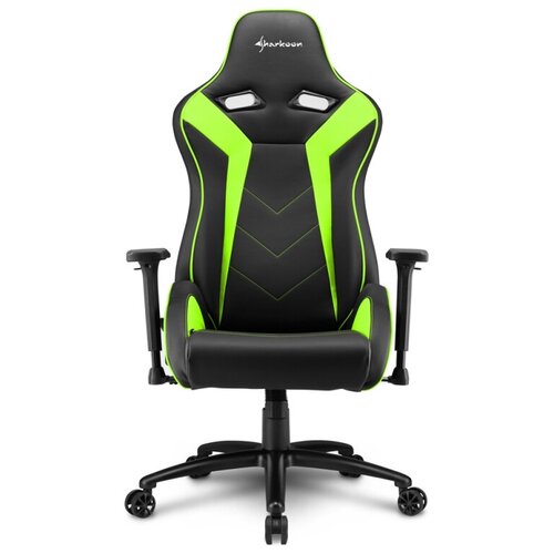 фото Игровое кресло sharkoon elbrus 3 чёрно-зелёное (синтетическая кожа) (elbrus-3-bk/gn)