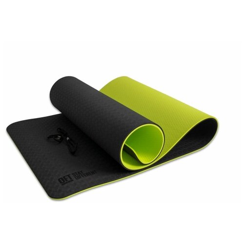 фото Коврик oft для йоги 10 мм двухслойный tpe черно-зеленый original fittools