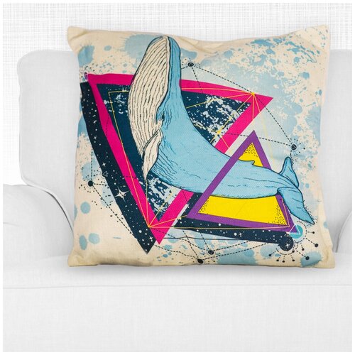 фото Декоративная подушка, льняная наволочка, цвет голубой, 45х45 см, 5 sisters 5s- pillow-303