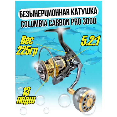 фото Катушка для рыбалки columbia carbon pro 1000 катушка рыболовная для спиннинга безинерционная 100 сто крюков