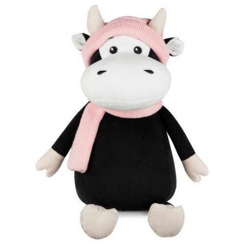фото Игрушка mrt022023-33 коровка маша в шапке и шарфе 33 см maxitoys (черный-розовый), игрушка 33 см