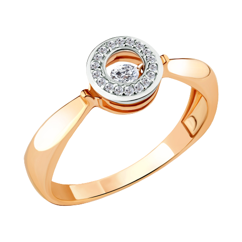фото Золотое кольцо aquamarine с танцующим бриллиантом 963560ак diamant-online