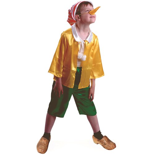 фото Костюм буратино классический детский батик 32 (128 см) (куртка, бриджи, колпак, нос)