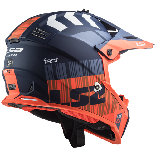 фото Шлем ls2 mx437 fast evo xcode matt fluo orange blue (m, matt fluo orange blue)