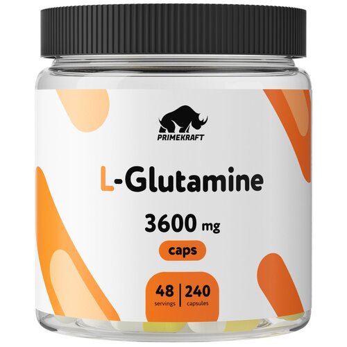 фото Аминокислоты primekraft l-glutamine 3600 mg (240 капсул, 48 порций) / глютамин в капсулах prime kraft