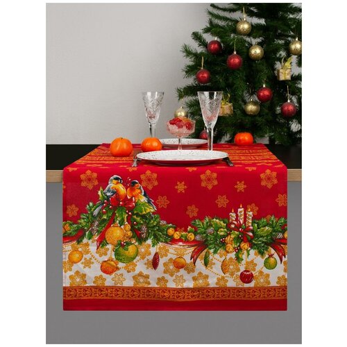 фото Дорожка на стол из рогожки "всё себе"; феерия праздника; размер: 60 х 145