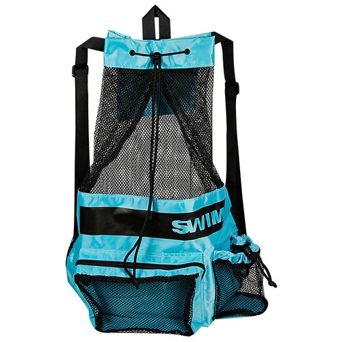 фото Сетчатый мешок - рюкзак для спорта и пляжного отдыха swimroom "mesh backpack", цвет голубой, размер 55*45см