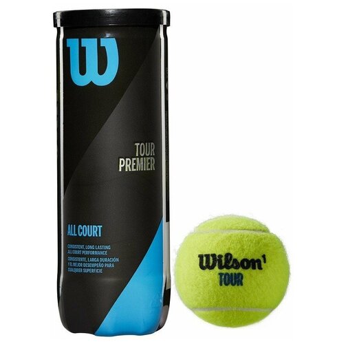 фото Мяч теннисный wilson tour premier all court wrt109400, одобр.itf, фетр, нат.резина,. уп.3 шт