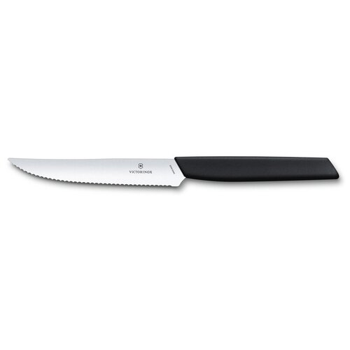 фото Нож для стейка и пиццы victorinox swiss modern, 12 см, с волнистой кромкой, чёрный victorinox mr-6.9003.12w