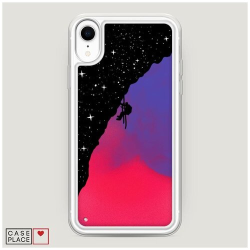 фото Чехол неоновый жидкий iphone xr (10r) скалолаз в космосе case place