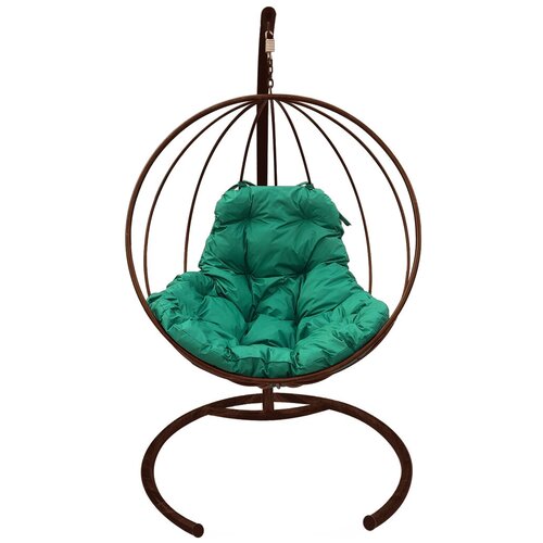 фото Подвесное кресло m- group круг без ротанга коричневое , зеленая подушка m-group