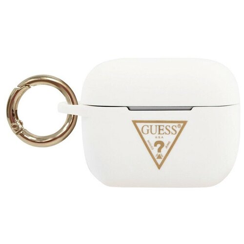 фото Guess чехол guess silicone case triangle logo с кольцом для airpods pro, белый