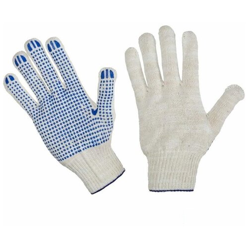 фото Перчатки защитные текстильные с пвх-покрытием "точка", 5 нитей 10 класс, 52г, 300 пар noname