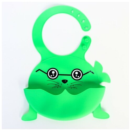 фото Нагрудник силиконовый «морской котик», цвет зеленый mikimarket