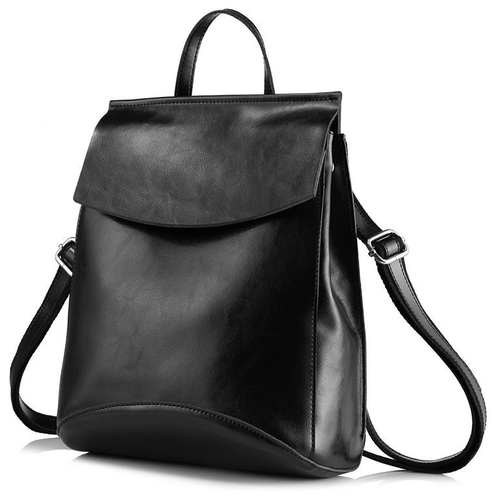 фото Рюкзак шоппер , натуральная кожа, внутренний карман, регулируемый ремень, черный mega outlet