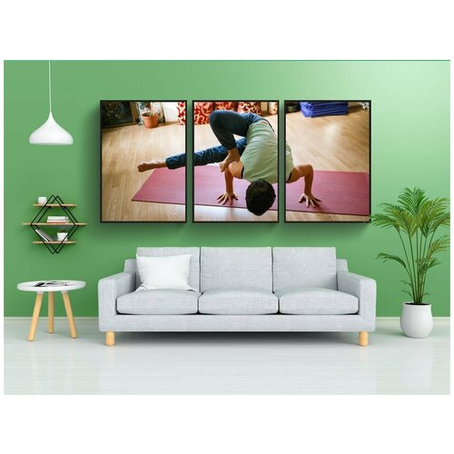 фото Набор модулных постеров для интерьера "йога, девушка, спорт" 60x90 см. в тубусе, без рамки lotsprints
