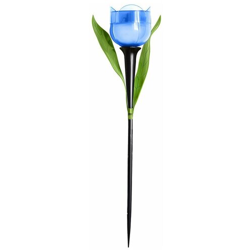 фото Фонарь садовый "uniel" тюльпан голубой на солнечной батарее