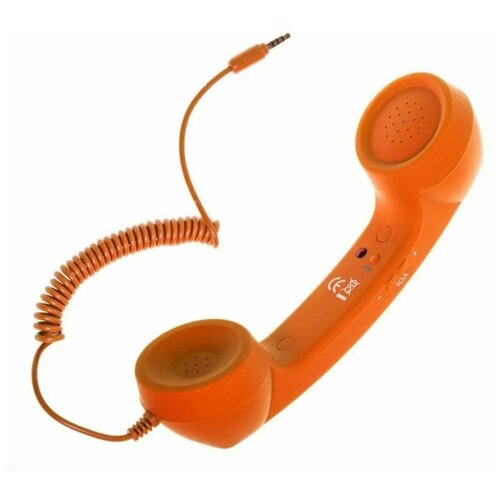 фото Телефонная ретро трубка для смартфона оранжевая люблю дарить