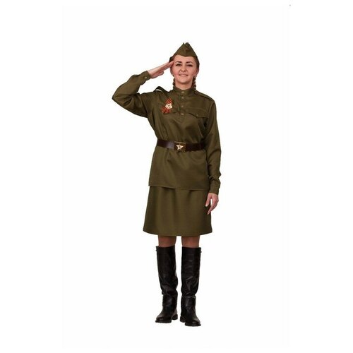 фото Карнавальный костюм «солдатка», гимнастёрка, юбка, ремень, пилотка, р. 46 qwen