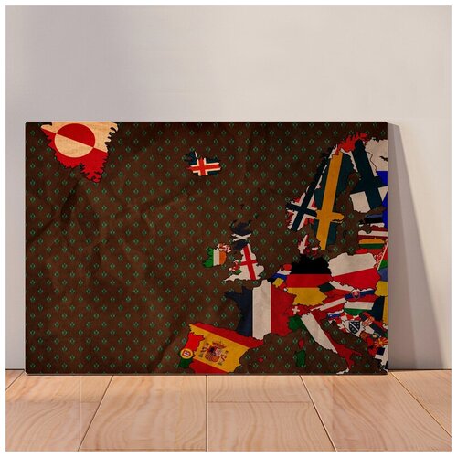 фото Картина флаги европы, 40x53 см, картина на холсте на деревянном подрамнике с настенным креплением вау холст