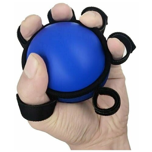 фото E32603 эспандер мяч 7 см с креплением для пальцев синий esh-5- a спортекс