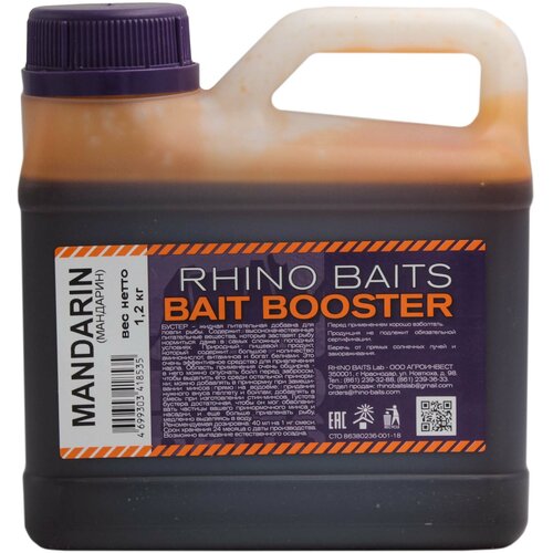 фото Rhino baits booster liquid food mandarin / мандарин / канистра 1,2 л / жидкое питание / ликвид / бустер