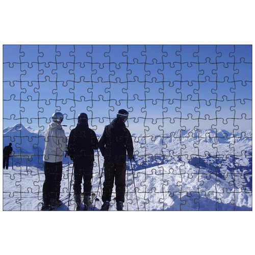 фото Магнитный пазл 27x18см."горные лыжи, снег, швейцарский" на холодильник lotsprints