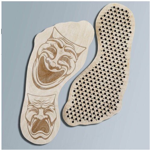 фото Доска для йоги садху с гвоздями в форме стопы маски - 3505 wood art