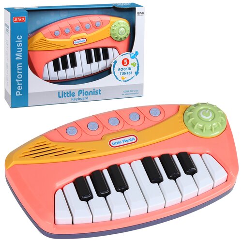 фото Детский музыкальный инструмент синтезатор, 5 песен, на батарейках, регулировка звука, игрушка для детей, развивающая игрушка, музыкальная игрушка, для мальчиков, для девочек, цвет розовый, в/к 39*26*7см компания друзей