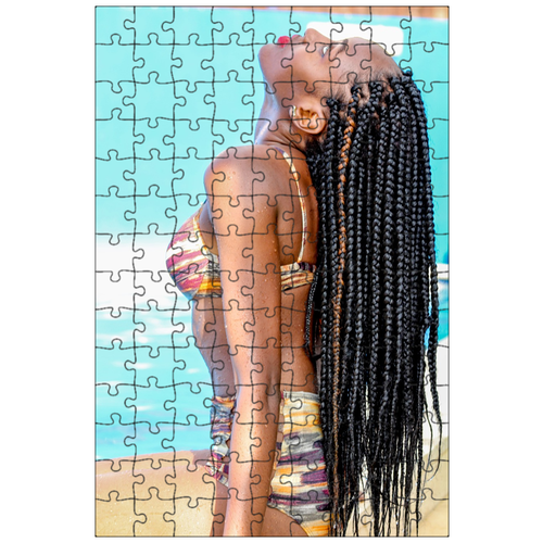 фото Магнитный пазл 27x18см."ангольская женщина, купальный костюм, фальшивые волосы" на холодильник lotsprints