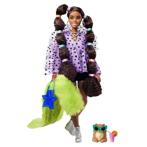 фото Barbie кукла barbie extra с переплетенными резинками хвостиками, 29 см, gxf10
